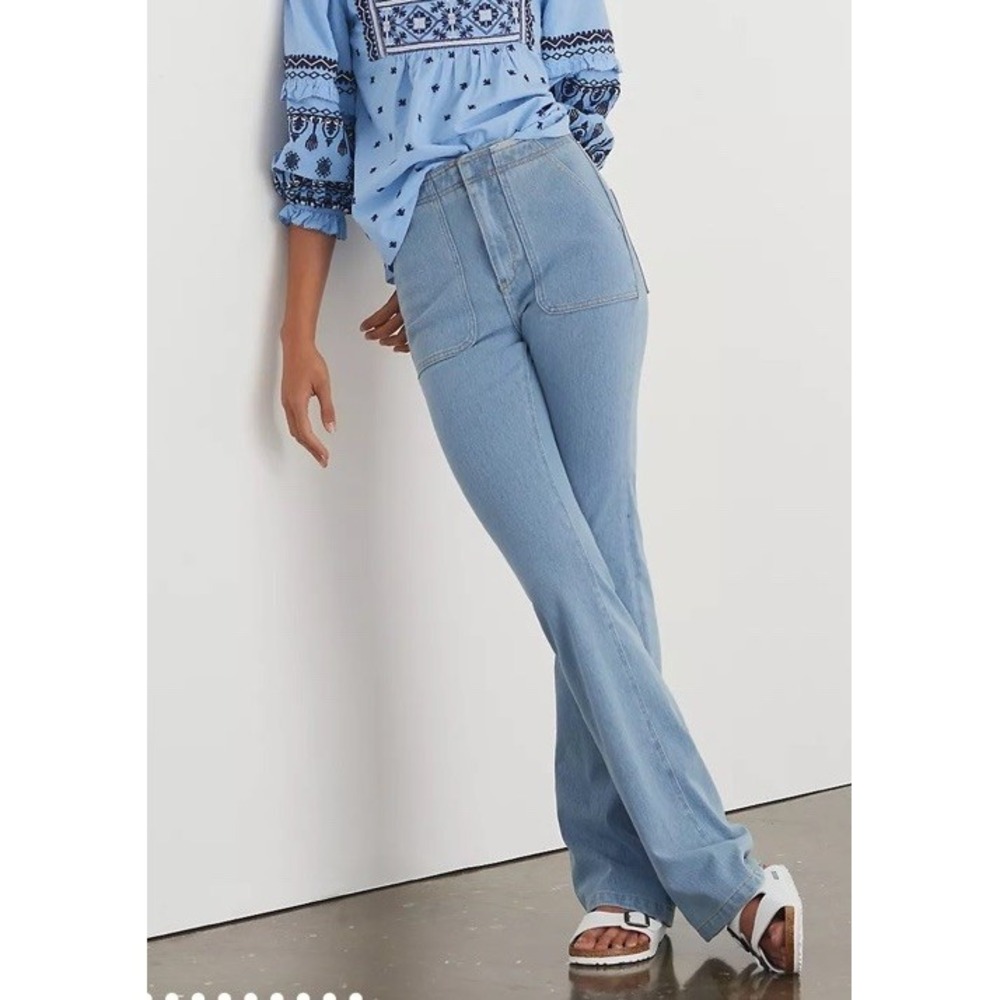 Pilcro Anthropologie Mid Wash The Icon Flare Denim Jeans Women's 2